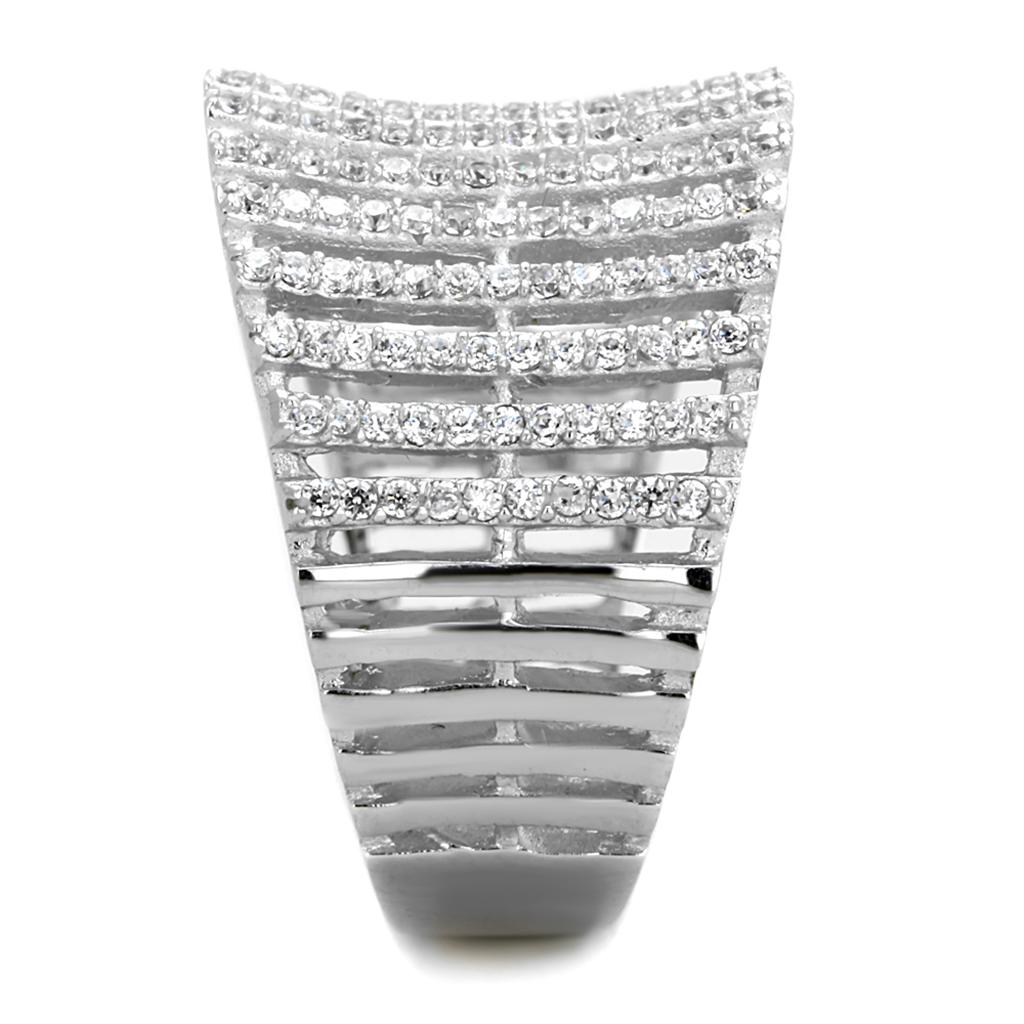TS302 - Rhodium 925 Sterling Silver Ring with AAA Grade CZ  in Clear Alamode