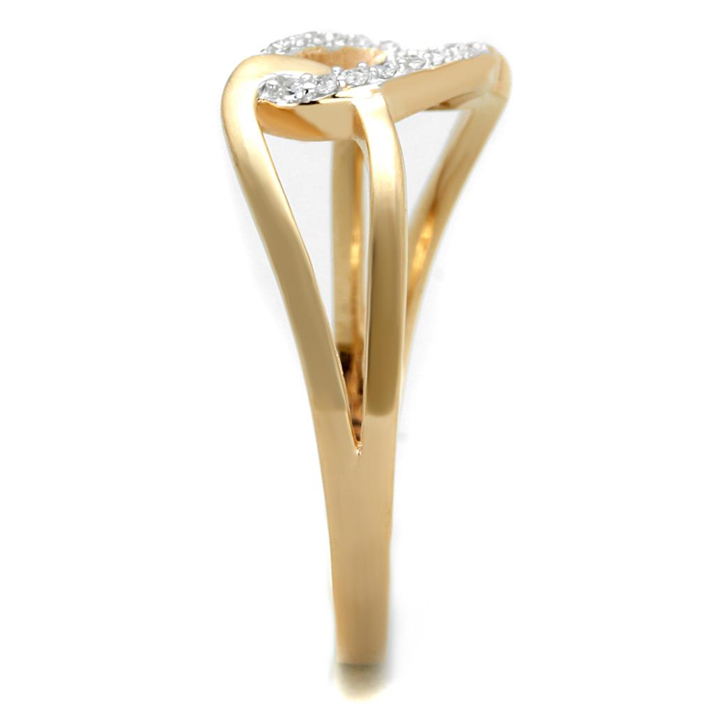 TS362 - Rose Gold + Rhodium 925 Sterling Silver Ring with AAA Grade CZ  in Clear Alamode