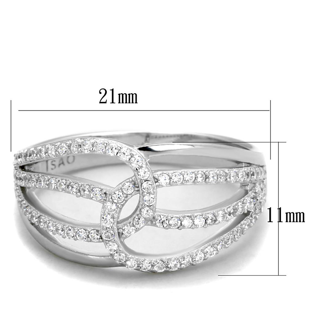TS363 - Rhodium 925 Sterling Silver Ring with AAA Grade CZ  in Clear Alamode