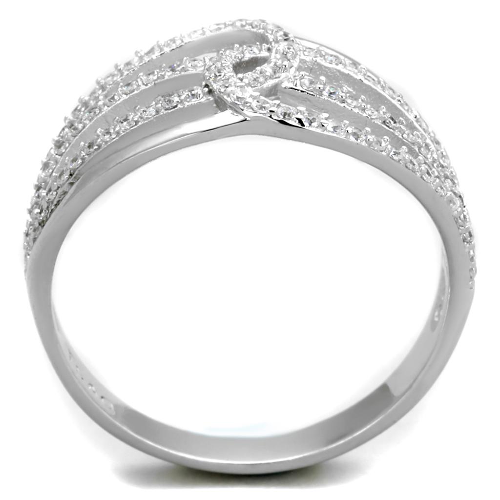 TS363 - Rhodium 925 Sterling Silver Ring with AAA Grade CZ  in Clear Alamode