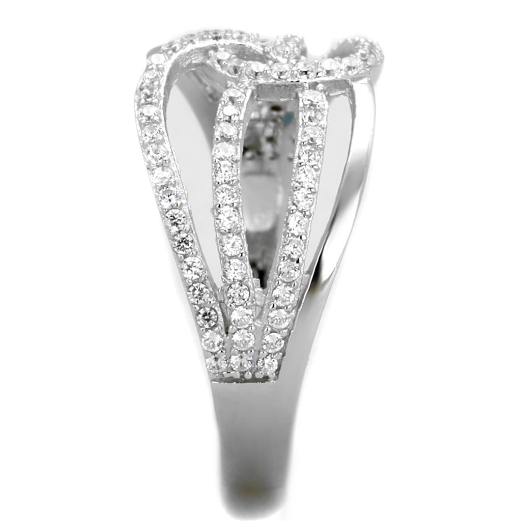 TS363 - Rhodium 925 Sterling Silver Ring with AAA Grade CZ  in Clear Alamode