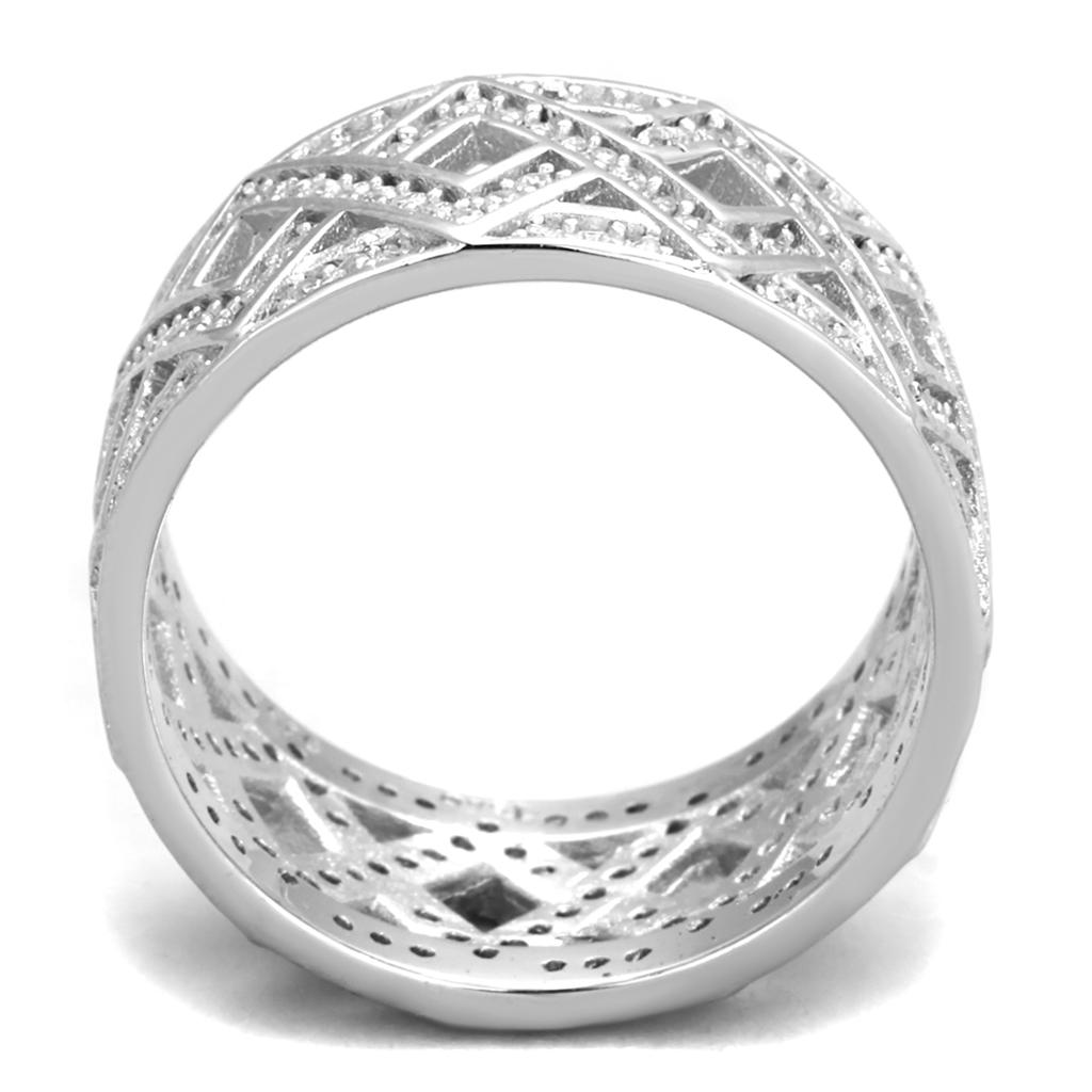 TS372 - Rhodium 925 Sterling Silver Ring with AAA Grade CZ  in Clear Alamode