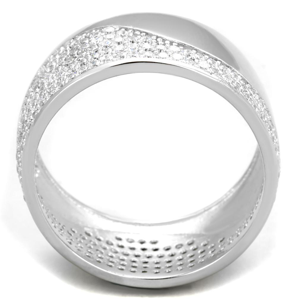 TS378 - Rhodium 925 Sterling Silver Ring with AAA Grade CZ  in Clear Alamode