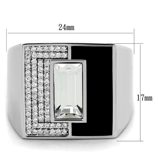 TS388 - Rhodium 925 Sterling Silver Ring with Top Grade Crystal  in Clear Alamode
