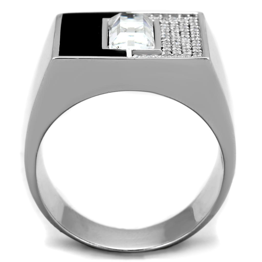 TS388 - Rhodium 925 Sterling Silver Ring with Top Grade Crystal  in Clear Alamode