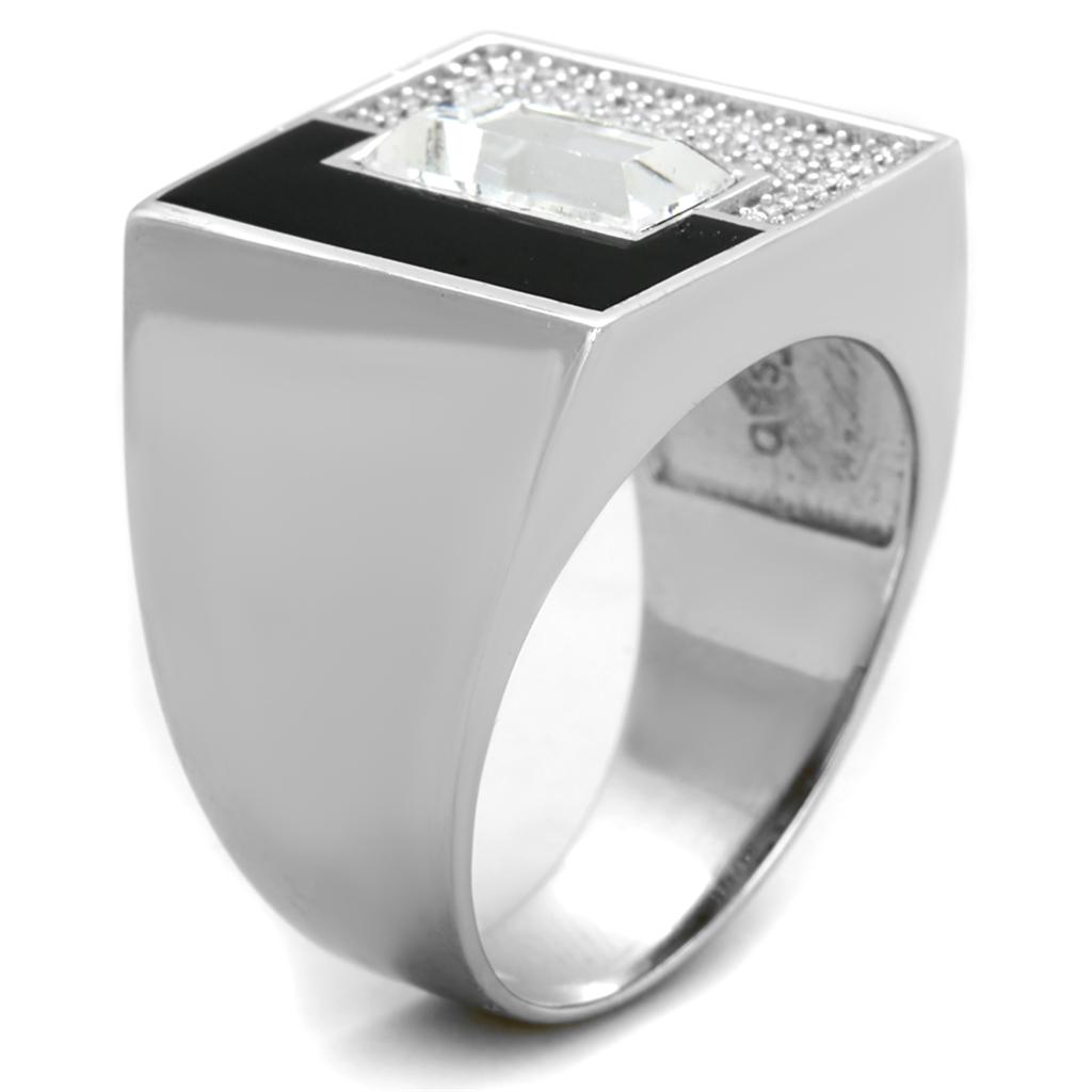 TS388 - Rhodium 925 Sterling Silver Ring with Top Grade Crystal  in Clear Alamode