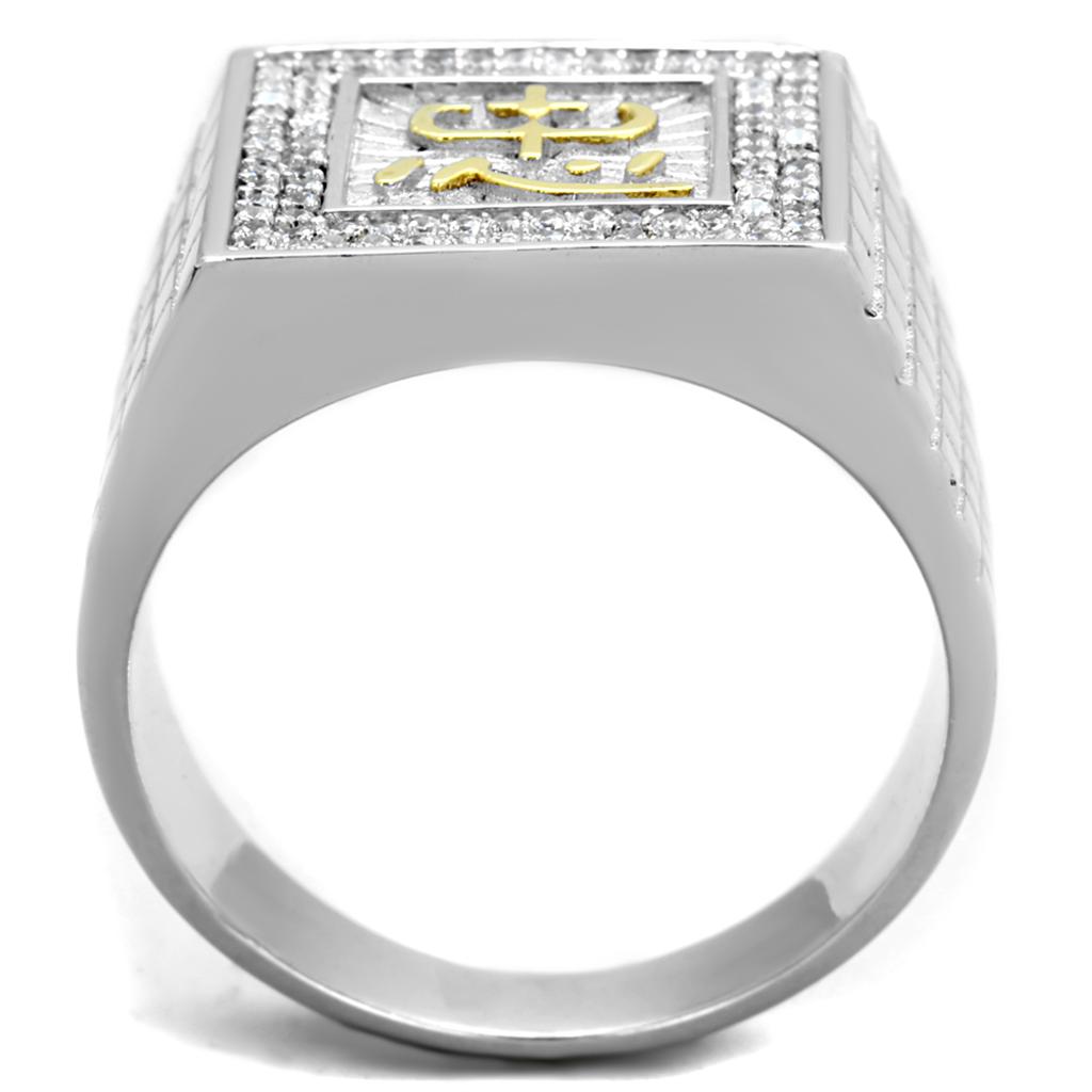 TS389 - Gold+Rhodium 925 Sterling Silver Ring with AAA Grade CZ  in Clear Alamode