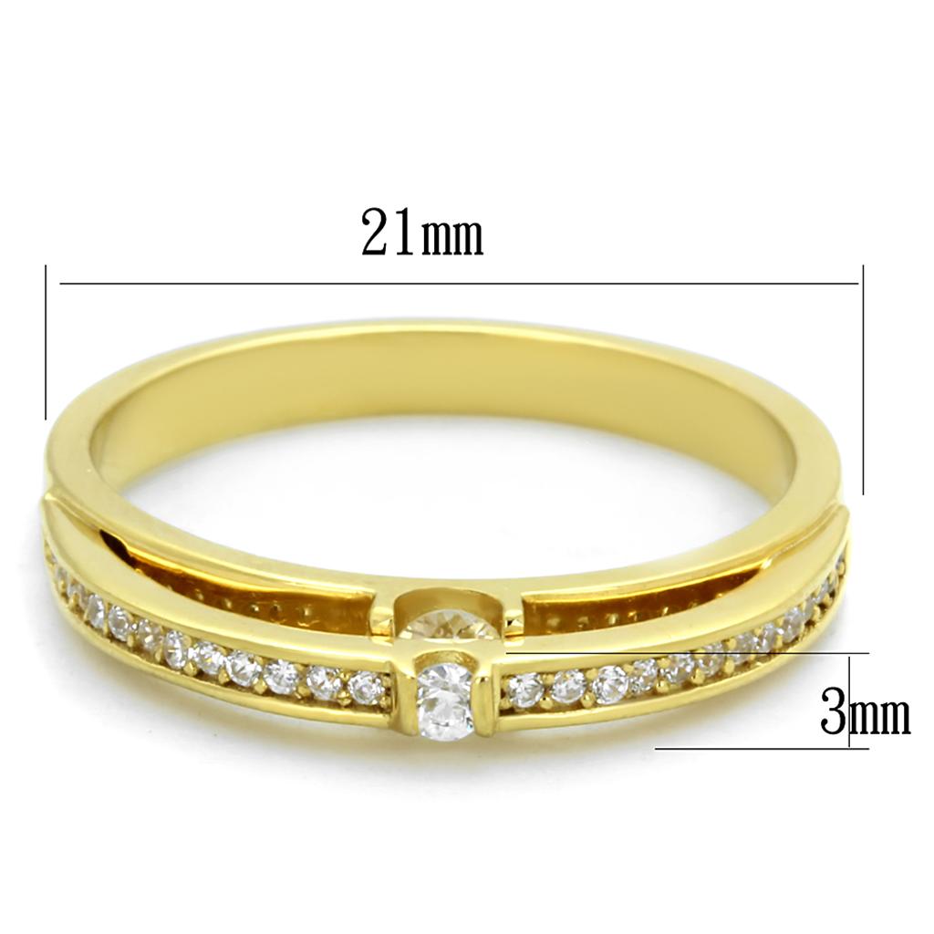TS403 - Gold 925 Sterling Silver Ring with AAA Grade CZ  in Clear Alamode