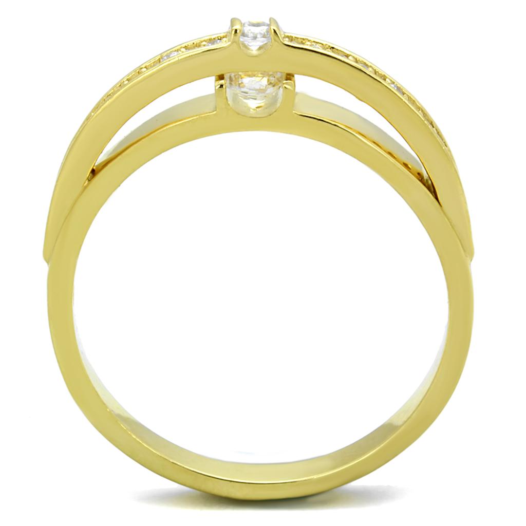 TS403 - Gold 925 Sterling Silver Ring with AAA Grade CZ  in Clear Alamode
