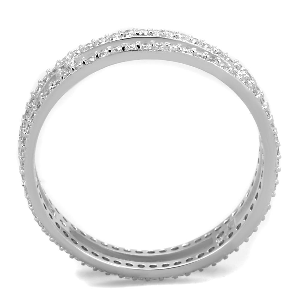 TS434 - Rhodium 925 Sterling Silver Ring with AAA Grade CZ  in Clear Alamode