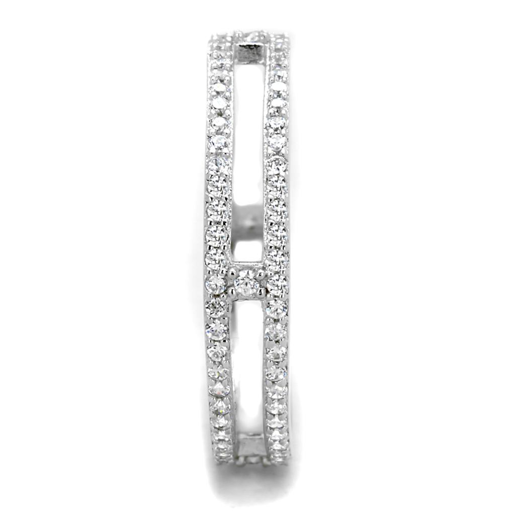 TS434 - Rhodium 925 Sterling Silver Ring with AAA Grade CZ  in Clear Alamode