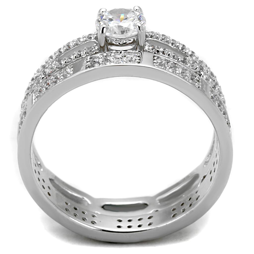 TS499 - Rhodium 925 Sterling Silver Ring with AAA Grade CZ  in Clear Alamode