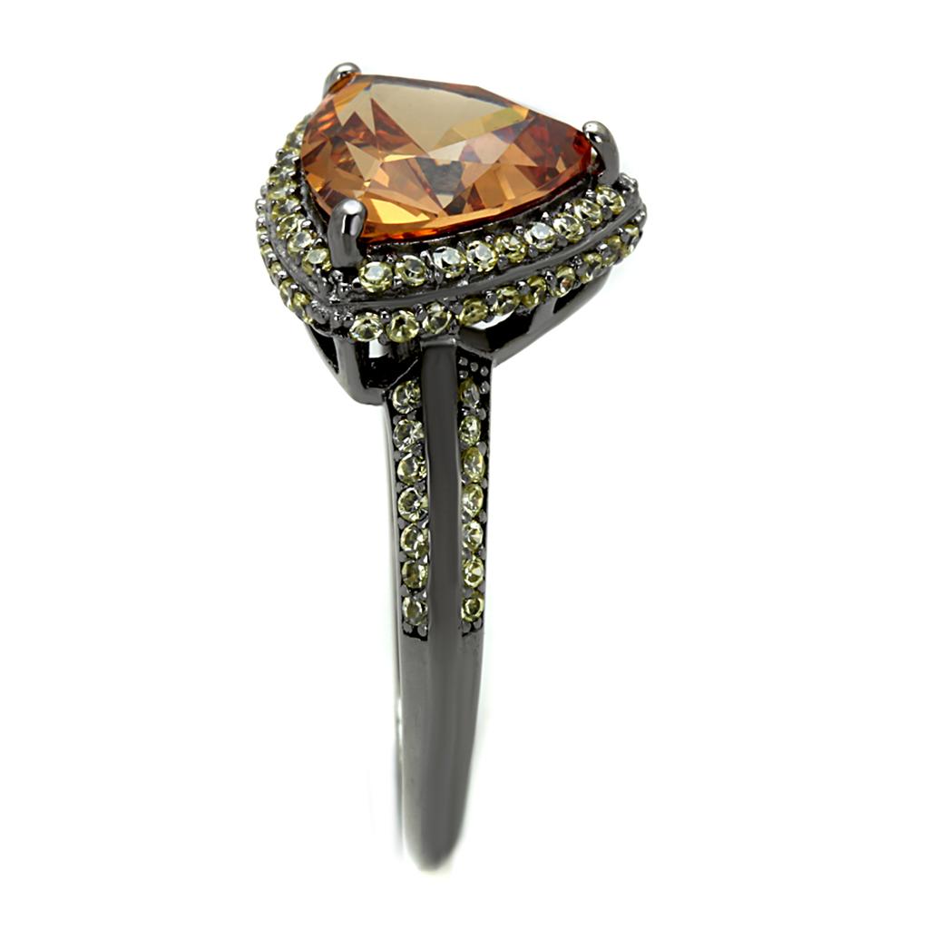 TS501 - Ruthenium 925 Sterling Silver Ring with AAA Grade CZ  in Champagne-3