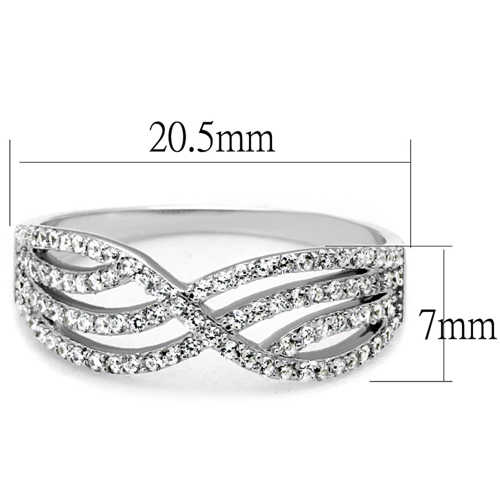TS516 - Rhodium 925 Sterling Silver Ring with AAA Grade CZ  in Clear Alamode