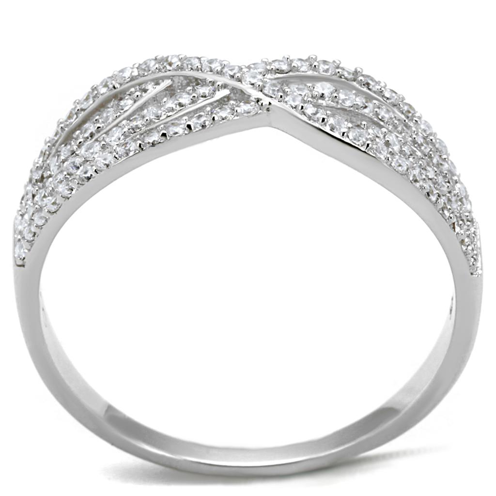 TS516 - Rhodium 925 Sterling Silver Ring with AAA Grade CZ  in Clear Alamode