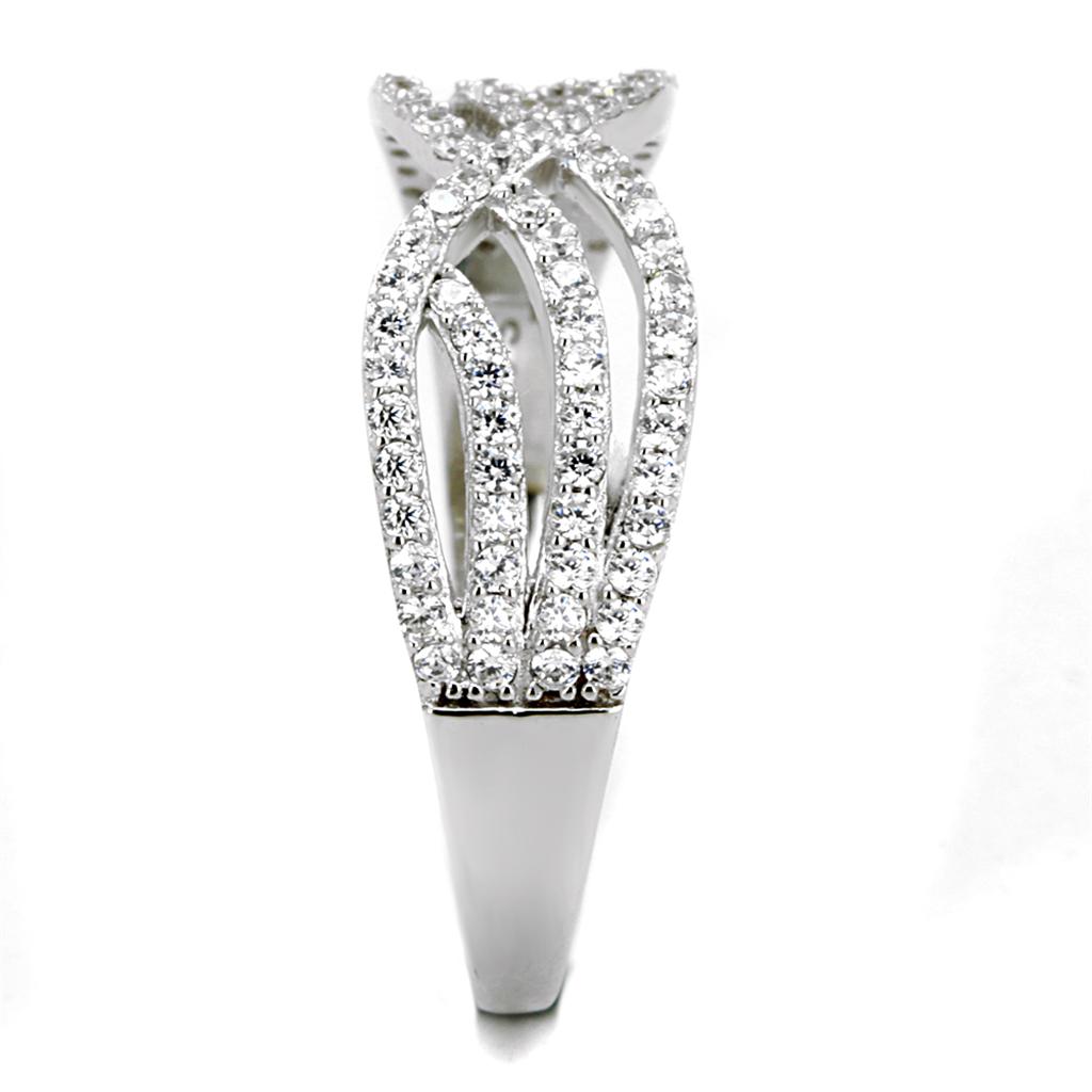 TS516 - Rhodium 925 Sterling Silver Ring with AAA Grade CZ  in Clear Alamode