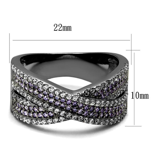 TS522 - Ruthenium 925 Sterling Silver Ring with AAA Grade CZ  in Amethyst Alamode