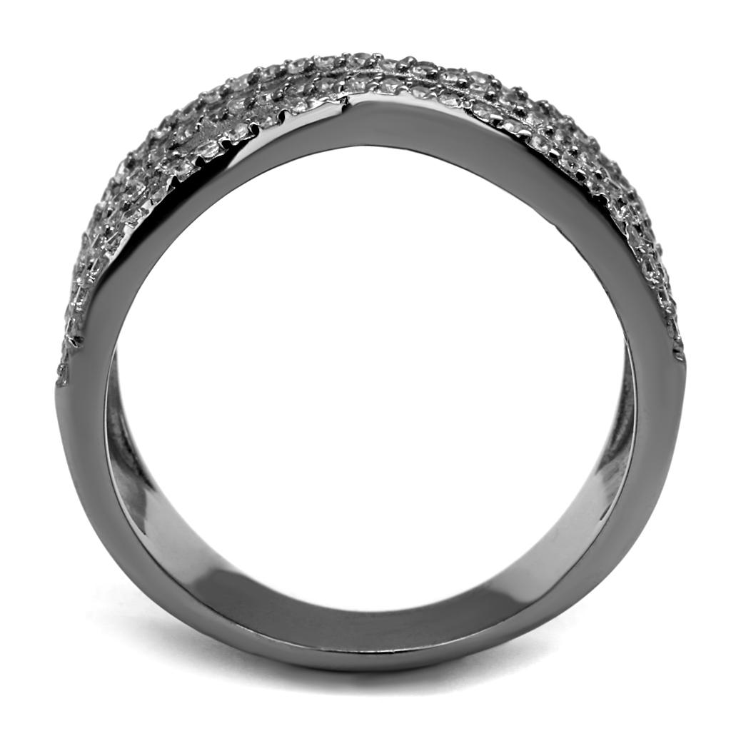 TS522 - Ruthenium 925 Sterling Silver Ring with AAA Grade CZ  in Amethyst Alamode