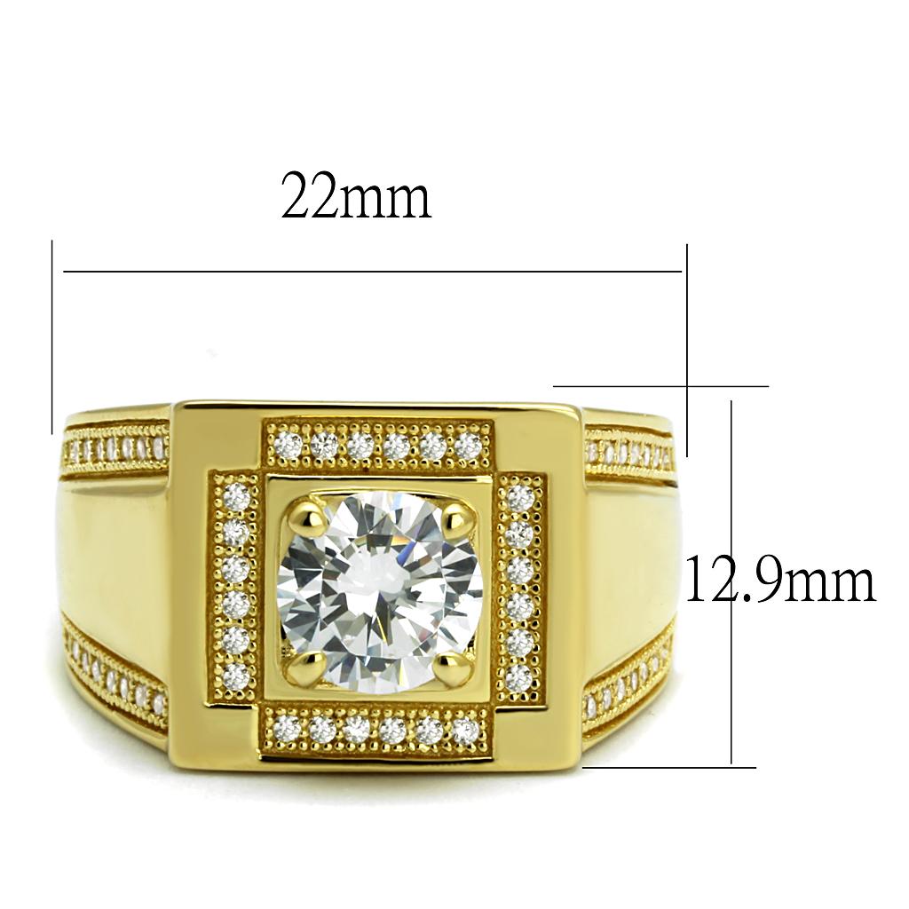 TS552 - Gold 925 Sterling Silver Ring with AAA Grade CZ  in Clear Alamode