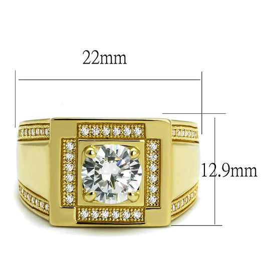 TS552 - Gold 925 Sterling Silver Ring with AAA Grade CZ  in Clear Alamode