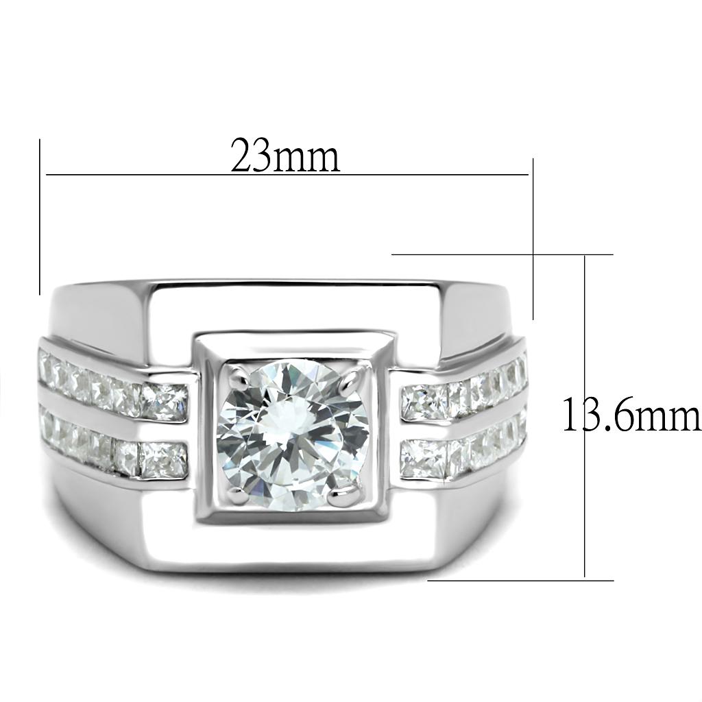 TS553 - Rhodium 925 Sterling Silver Ring with AAA Grade CZ  in Clear Alamode