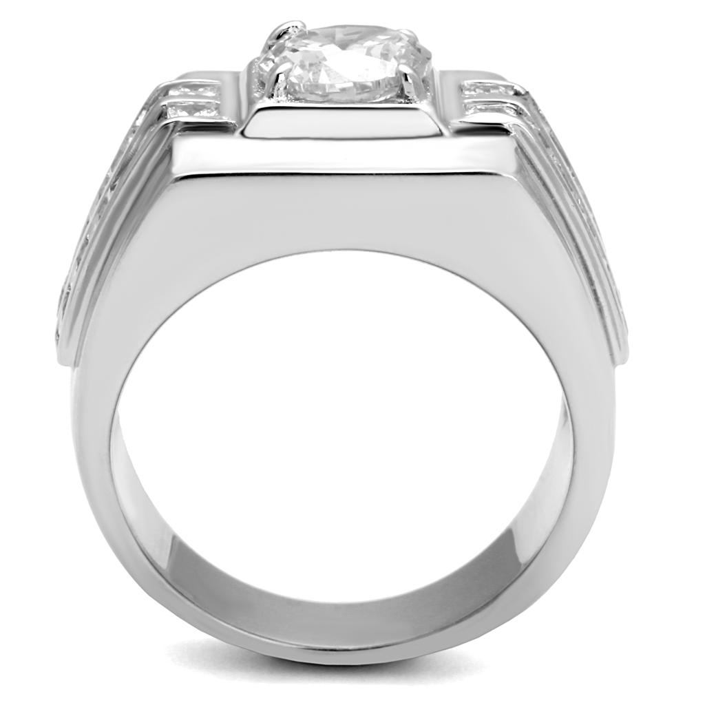 TS553 - Rhodium 925 Sterling Silver Ring with AAA Grade CZ  in Clear Alamode