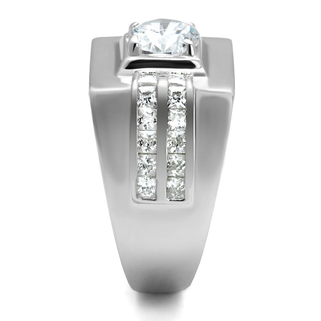 TS553 - Rhodium 925 Sterling Silver Ring with AAA Grade CZ  in Clear Alamode