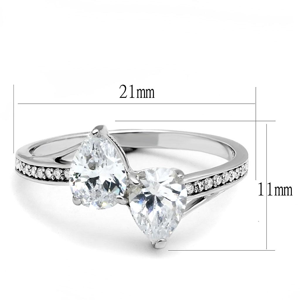 TS578 - Rhodium 925 Sterling Silver Ring with AAA Grade CZ  in Clear Alamode