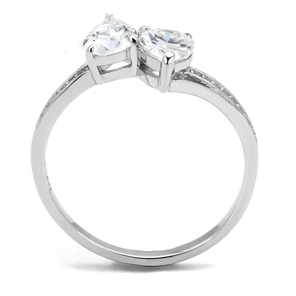 TS578 - Rhodium 925 Sterling Silver Ring with AAA Grade CZ  in Clear Alamode