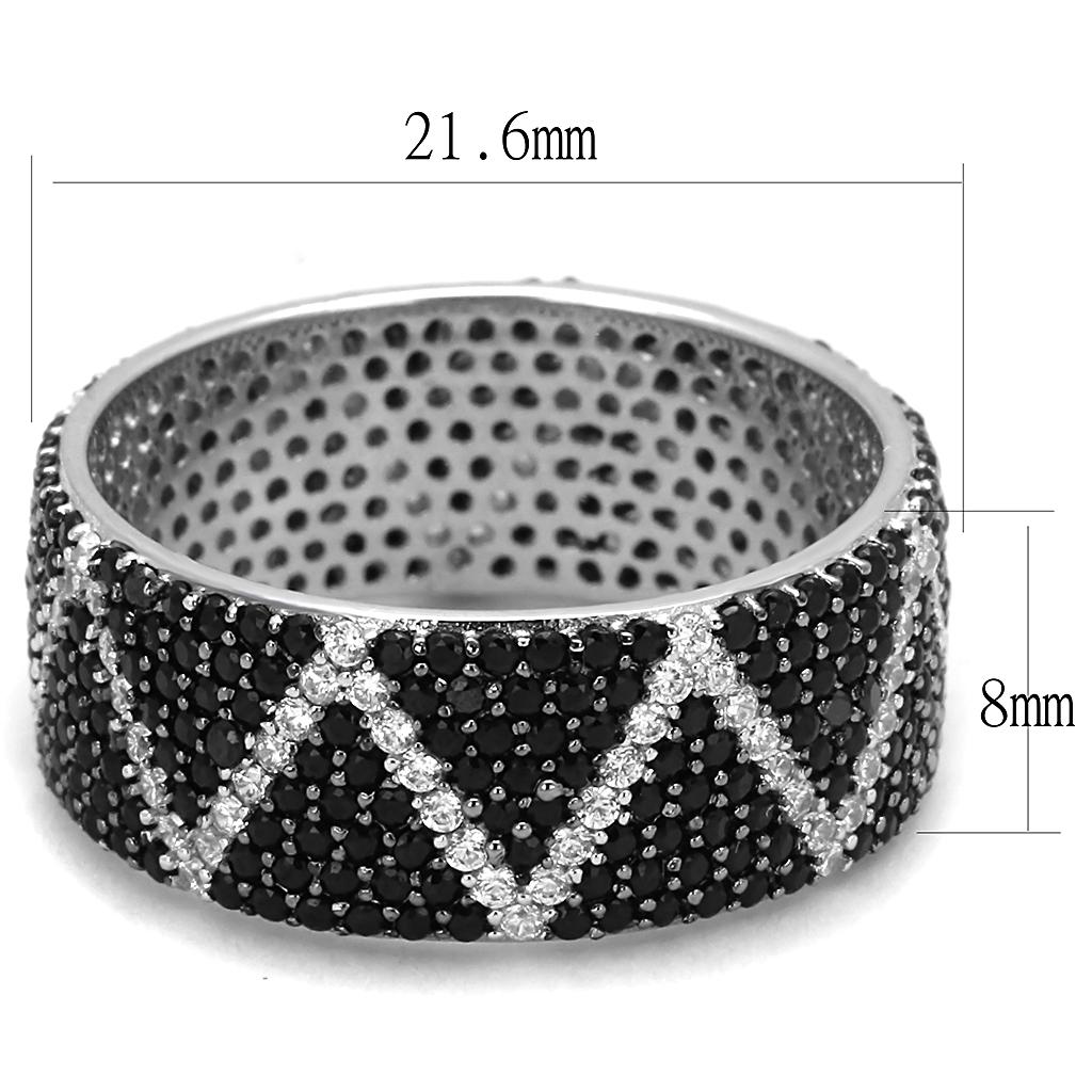 TS600 - Rhodium + Ruthenium 925 Sterling Silver Ring with Synthetic Spinel in Multi Color Alamode