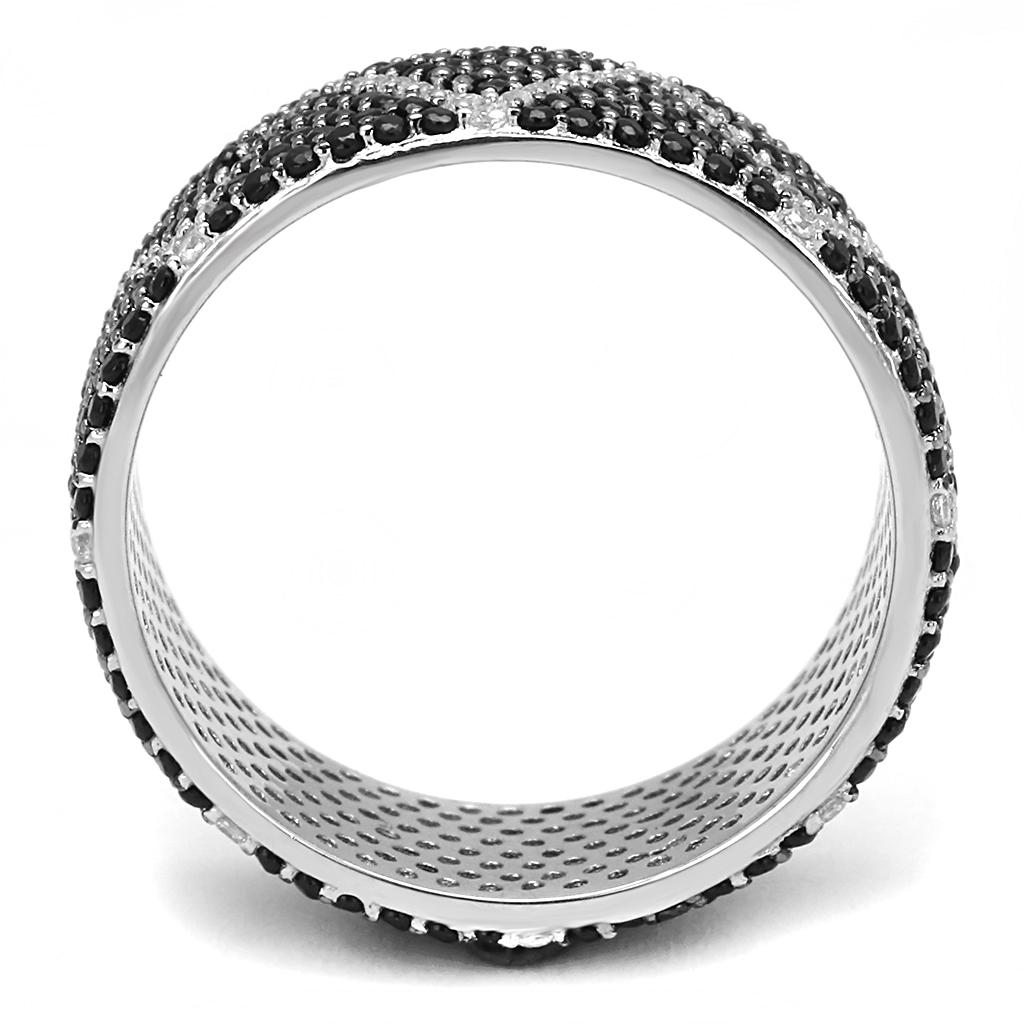 TS600 - Rhodium + Ruthenium 925 Sterling Silver Ring with Synthetic Spinel in Multi Color Alamode