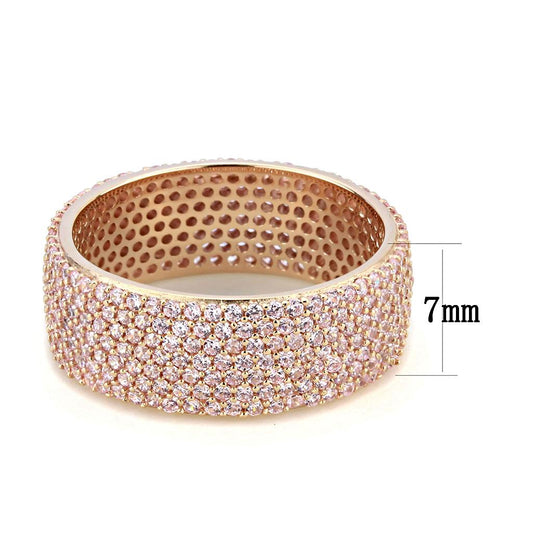 TS612 - Rose Gold 925 Sterling Silver Ring with AAA Grade CZ  in Light Rose Alamode