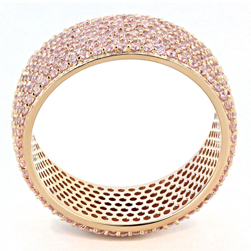 TS612 - Rose Gold 925 Sterling Silver Ring with AAA Grade CZ  in Light Rose Alamode