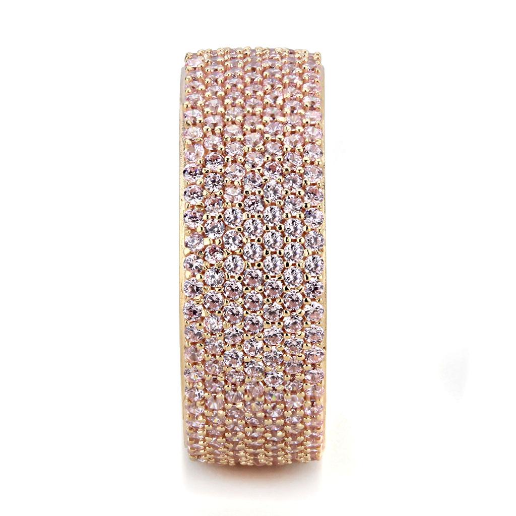 TS612 - Rose Gold 925 Sterling Silver Ring with AAA Grade CZ  in Light Rose Alamode