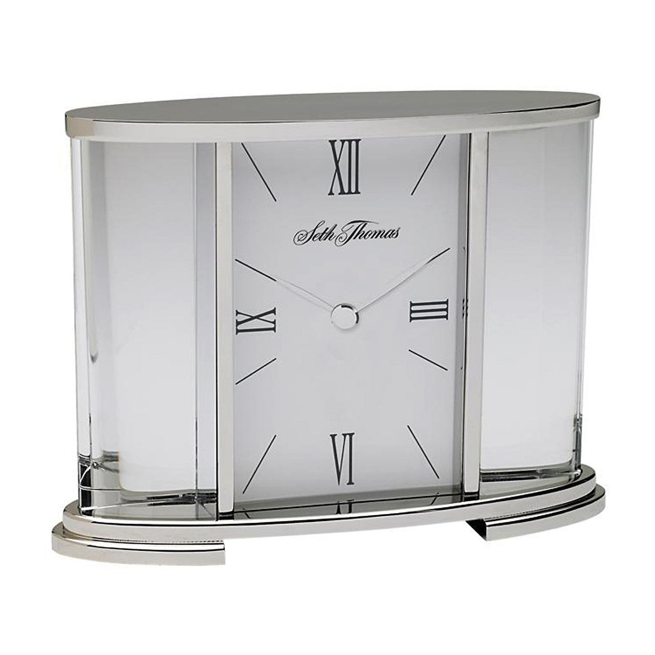 Seth Thomas Silver Glass Carriage Table Clock SETH THOMAS