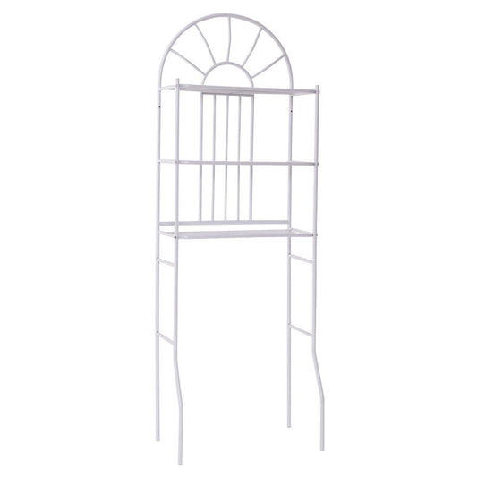 Over Toilet Bathroom Space Saving Storage Shelving Unit in White Metal Finish FastFurnishings
