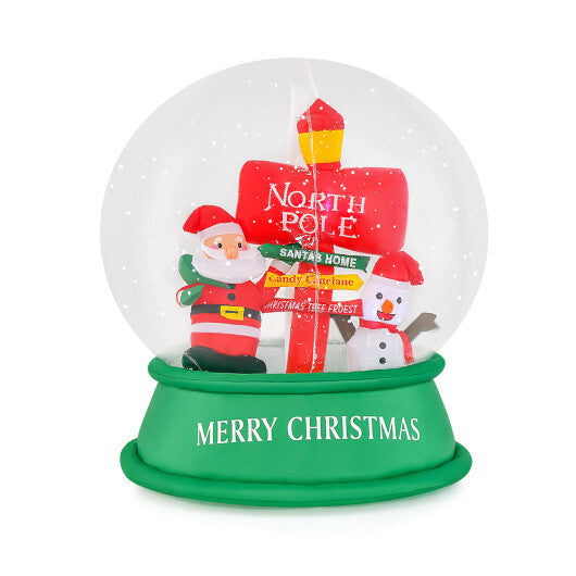 4 Feet Christmas Inflatable Snow Globe with Santa Snowman Road Sign W2B