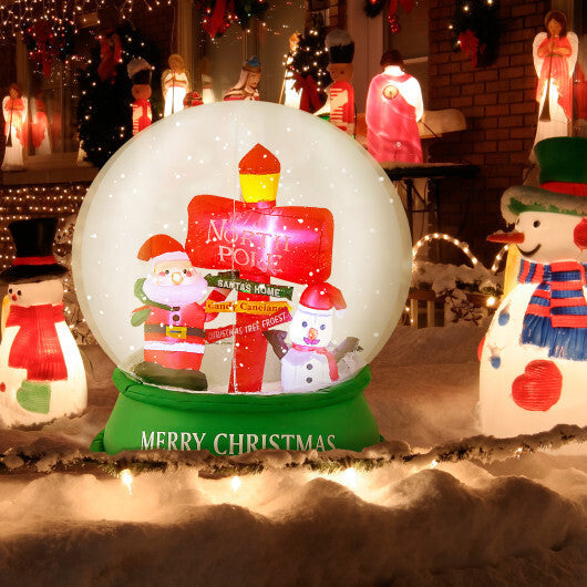 4 Feet Christmas Inflatable Snow Globe with Santa Snowman Road Sign W2B