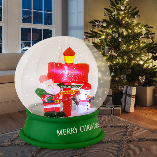4 Feet Christmas Inflatable Snow Globe with Santa Snowman Road Sign W2B