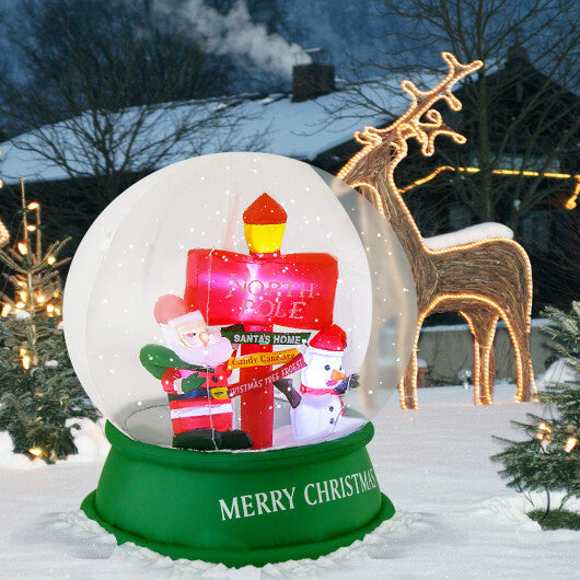4 Feet Christmas Inflatable Snow Globe with Santa Snowman Road Sign W2B
