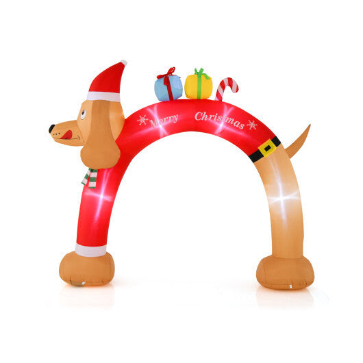 8 Feet Lighted Inflatable Christmas Dachshund Arch with Air Blower W2B