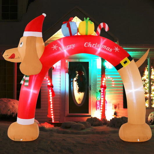 8 Feet Lighted Inflatable Christmas Dachshund Arch with Air Blower W2B