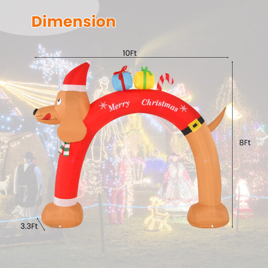 8 Feet Lighted Inflatable Christmas Dachshund Arch with Air Blower W2B