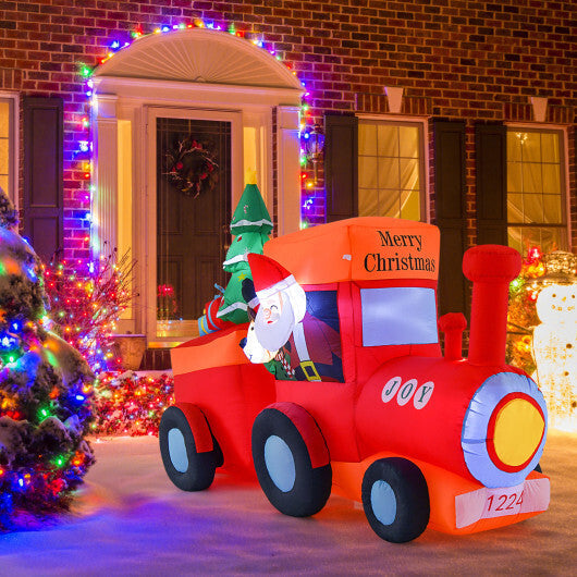 8.6 Feet Lighted Christmas Inflatable Train with Santa Claus Deer W2B
