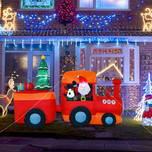 8.6 Feet Lighted Christmas Inflatable Train with Santa Claus Deer W2B