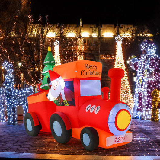 8.6 Feet Lighted Christmas Inflatable Train with Santa Claus Deer W2B