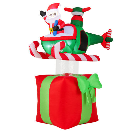6 Feet Christmas Inflatables Blowup Santa Flying Airplane with with 3 LED Lights and Built-In Blower W2B