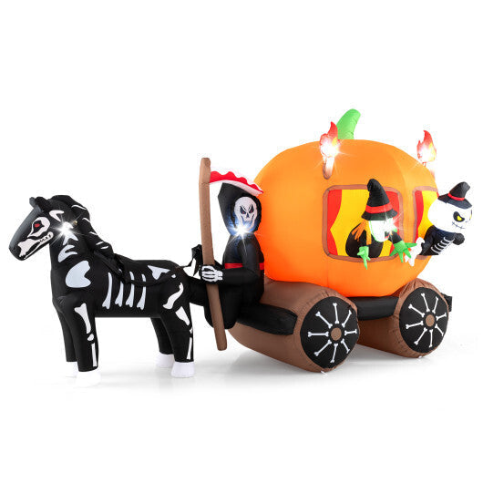 10.2 Feet Long Halloween Inflatable Carriage with Pumpkin and 2 Ghosts W2B