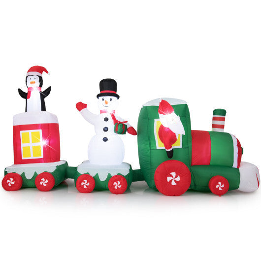 11.5 FT Christmas Inflatables Train Blow Up Santa Claus Driving Train W2B