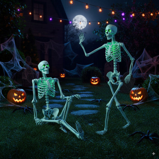 5.5 FT Halloween Skeleton Life-Size Posable for Indoor Outdoor Decoration W2B